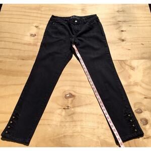 INC Denim Slim Fit, Skinny Leg Jeans w/ Detailing Womens‎ Clothing Black SIZE 4